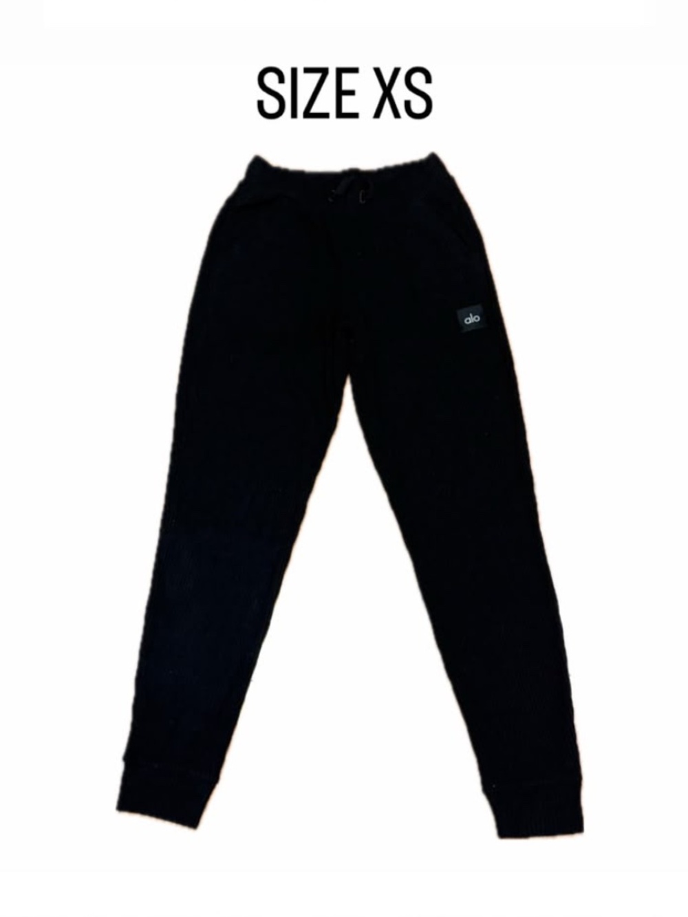 Alo Yoga Black Ribbed Knit Drawstring Joggers Size XS